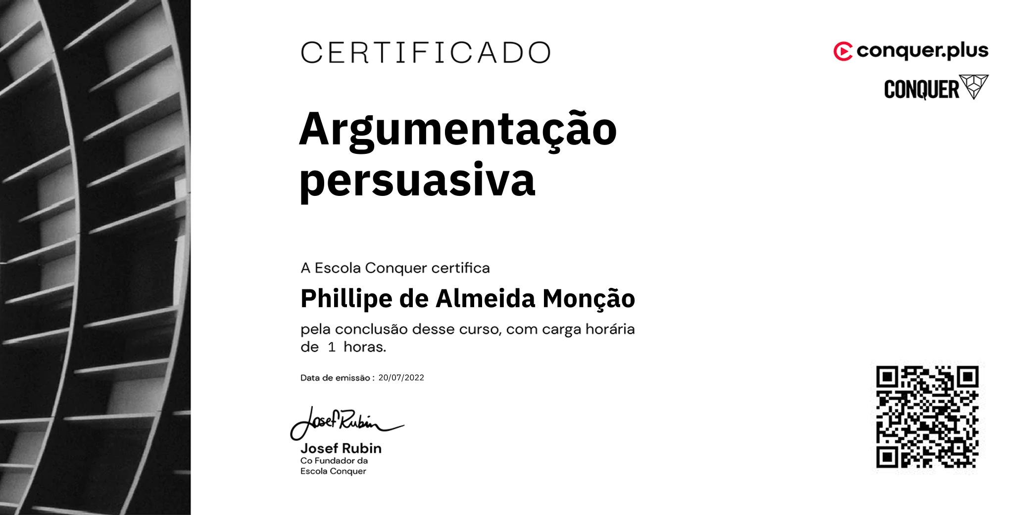 Certificado de Argumentação persuasiva